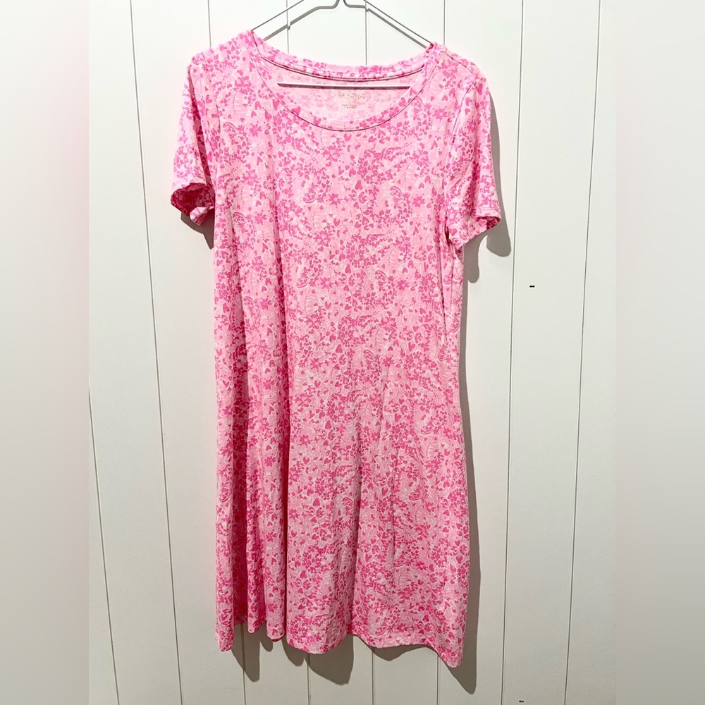 Lily Pulitzer Tee shirt midi dress size S pink white design